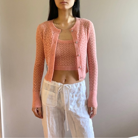 Zara alpaca wool cardigan and tank set pink - Picture 3 of 9